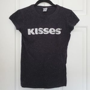 3for$35 Hershey chocolate Kisses glitter tee-shirt small black silver